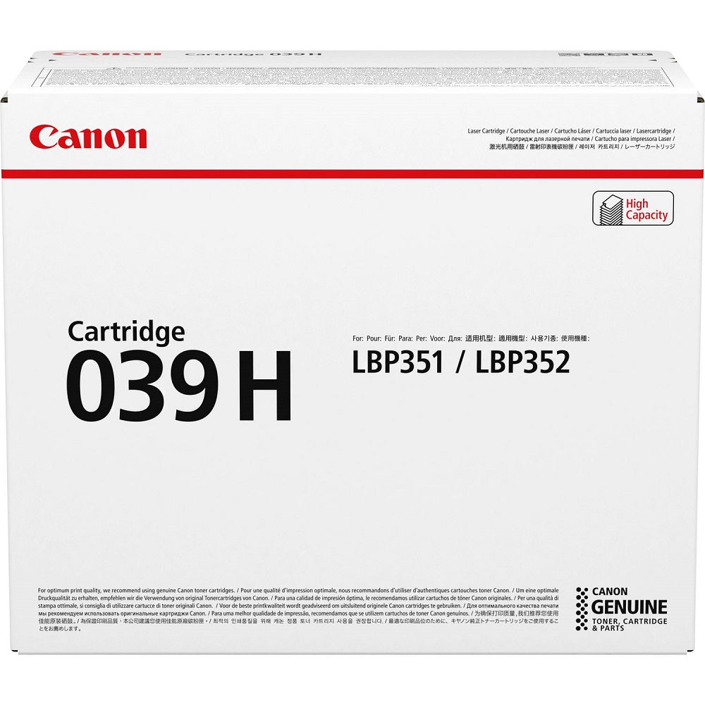 Genuine Canon 039H High Yield Black Toner Cartridge (0288C001AA) image 1