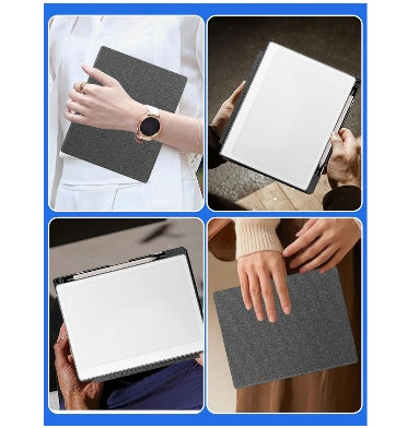 Tiimovo Remarkable Paper Pure Premium Slim Woven Pu Leather Folio Cover With Pen Holder Gray product image 7