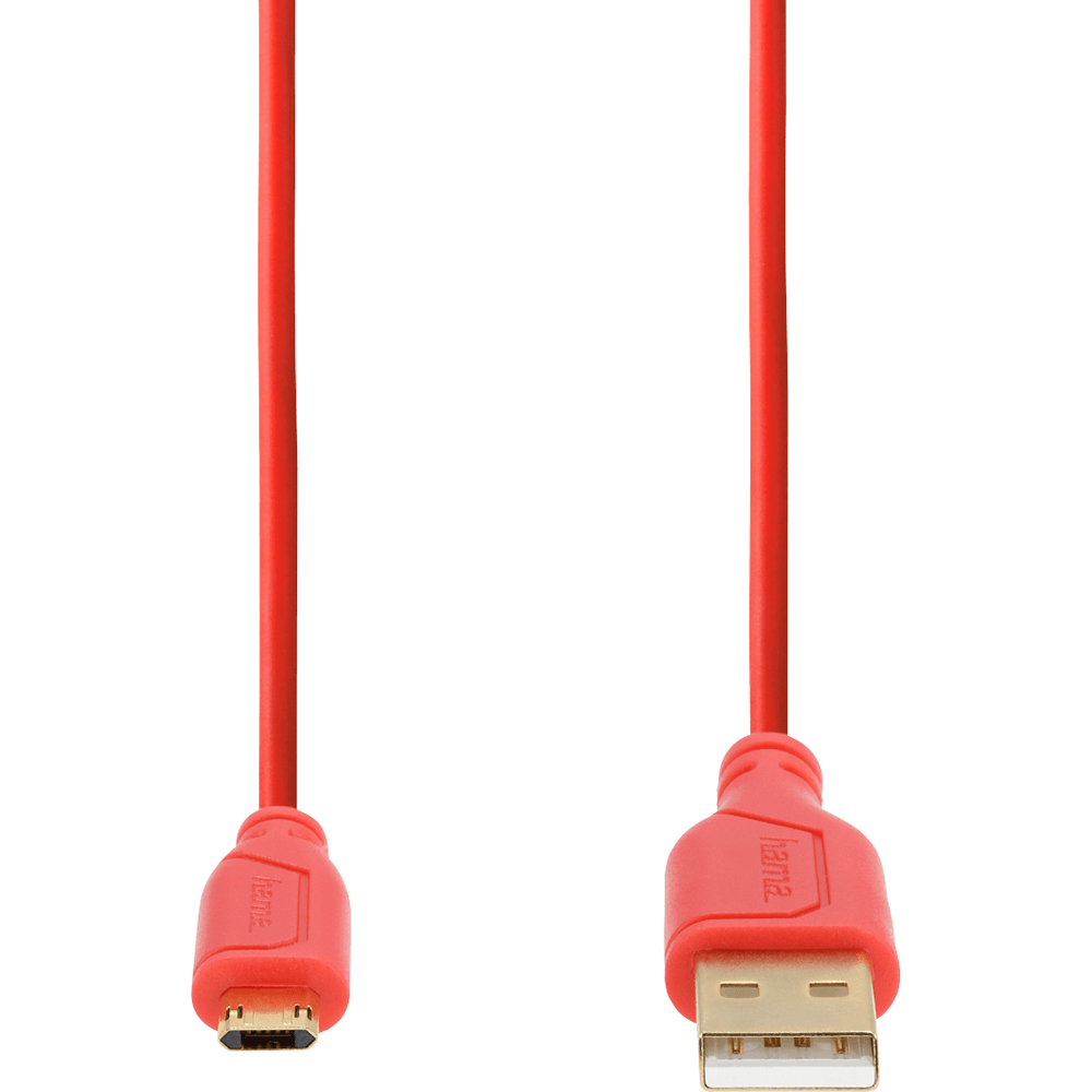 Hama USB 2.0 Micro Cable Flexi Slim 0.75M – Red (135703) — in use