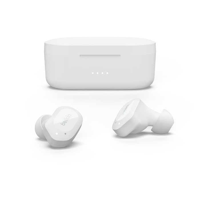 Belkin SoundForm Play True Wireless White Earbuds (AUC005BTWH) — side view