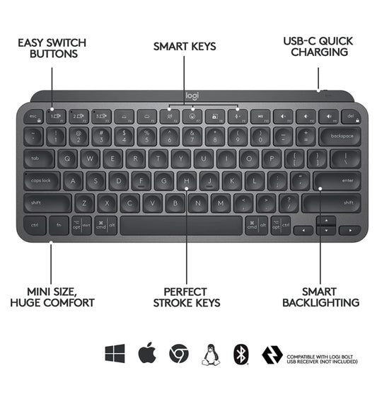 Logitech Mx Keys Mini Wireless Keyboard Graphite product image 2