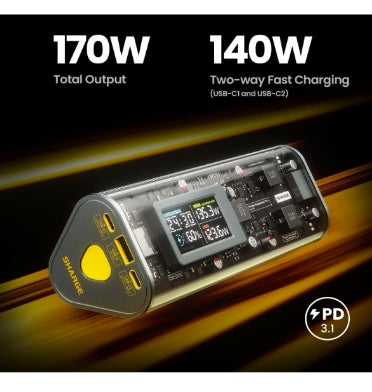 Shargeek 170 24000mah Pd3.1 Portable Charger With Smart Display Gray/Transparent product image 2