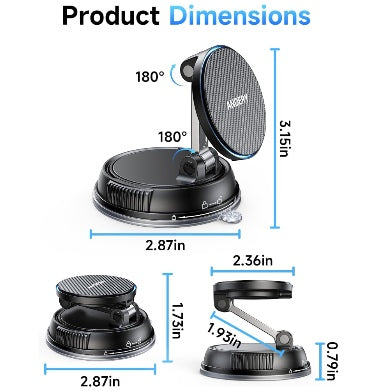 Andery MagSafe Adjustable 15w Fast Wireless Charger Suction Car Phone Mount product image 8
