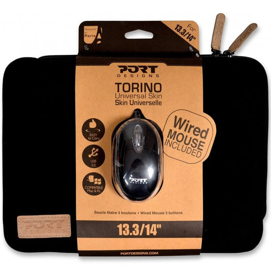 Port Designs Torino Skin 14-inch Laptop Sleeve and Mouse Bundle – Black image 1