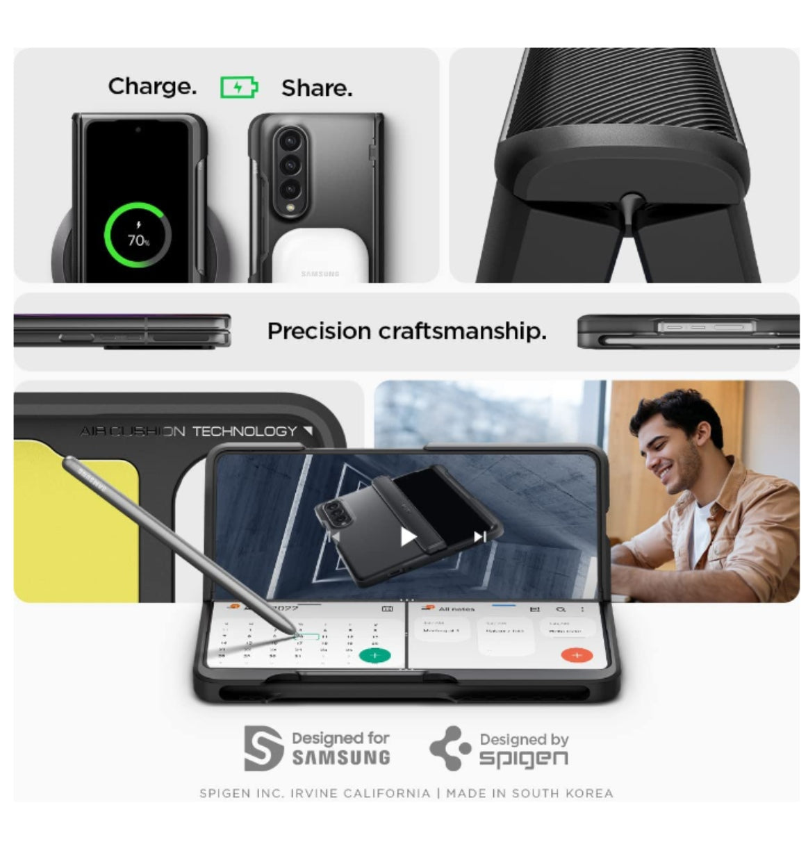 Spigen Samsung Galaxy Z Fold 4 Premium Slim Armor Pro Pen Edition Case Black product image 7