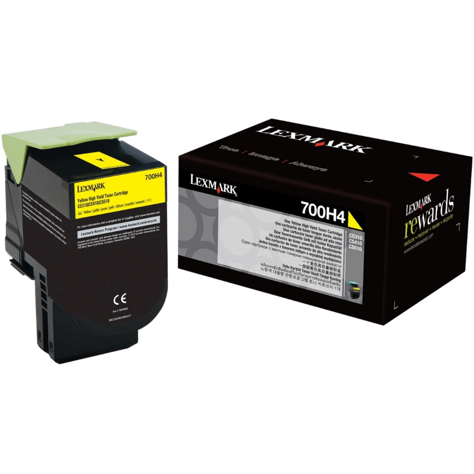 Genuine Lexmark 700H4 Yellow High Yield Toner Cartridge (70C0H40) image 1