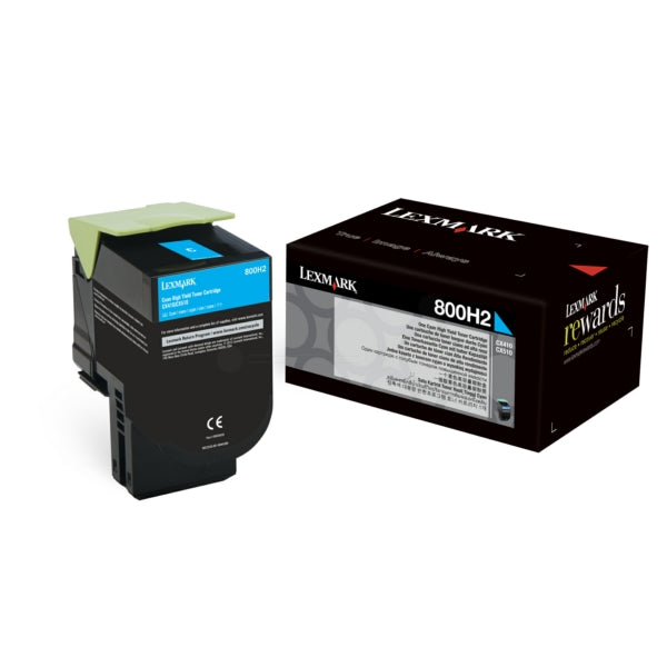 Genuine Lexmark 800H2 Cyan High Yield Toner Cartridge (80C0H20) image 1