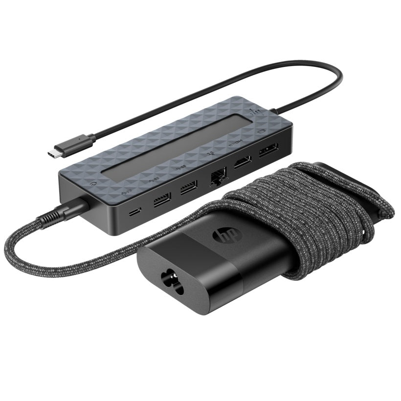 HP Universal USB-C Hub and Laptop Charger Combo (9H0H9AA) — rear view