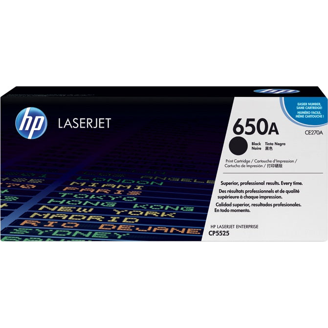 Genuine HP 650A Black LaserJet Toner Cartridge (CE270A) image 1