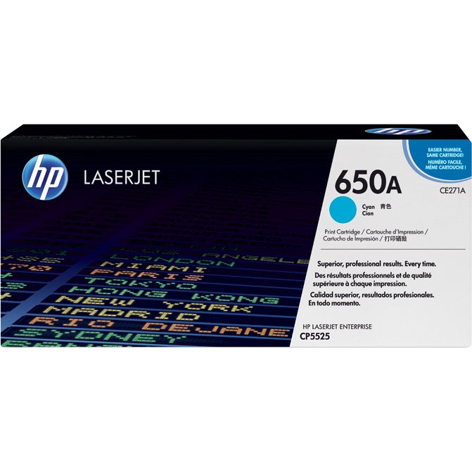 Genuine HP 650A Cyan LaserJet Toner Cartridge (CE271A) image 1