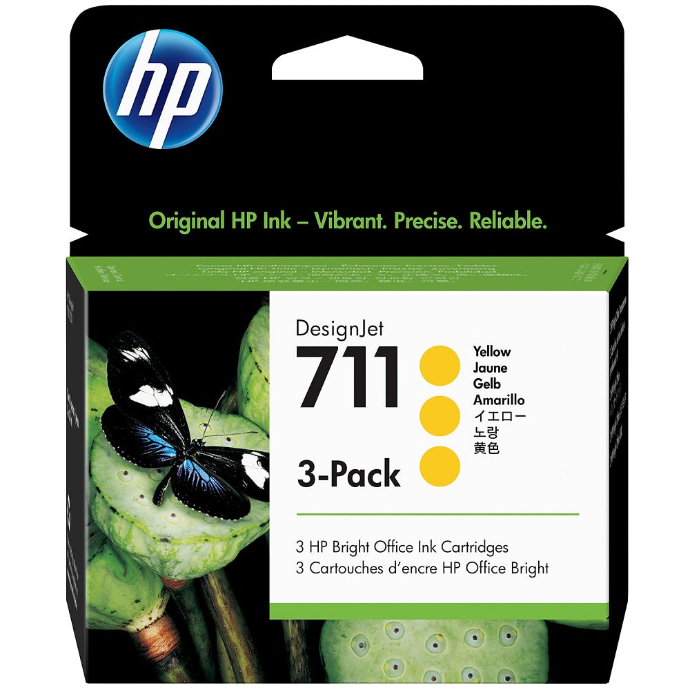 HP 711 Tri-pack 29ml Yellow Ink Cartridges (CZ136A) image 1