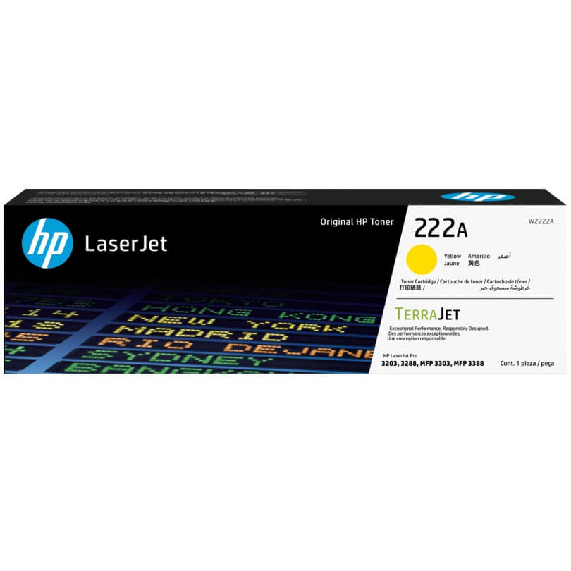 HP 222A Yellow LaserJet Toner Cartridge (W2222A) image 1