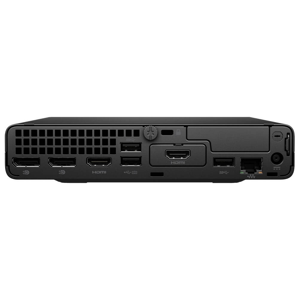 HP Pro Mini 400 G9 Desktop PC – Core i7-14700T / 16GB RAM / 512GB SSD / Win 11 Pro (9H6W0ET) — rear view