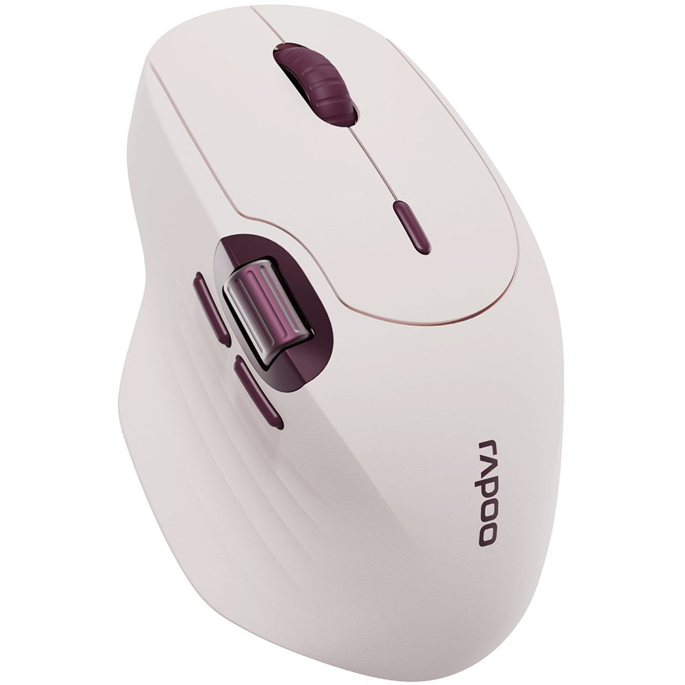 Rapoo MT560 Multi-mode Wireless Optical Mouse – Pink — side view