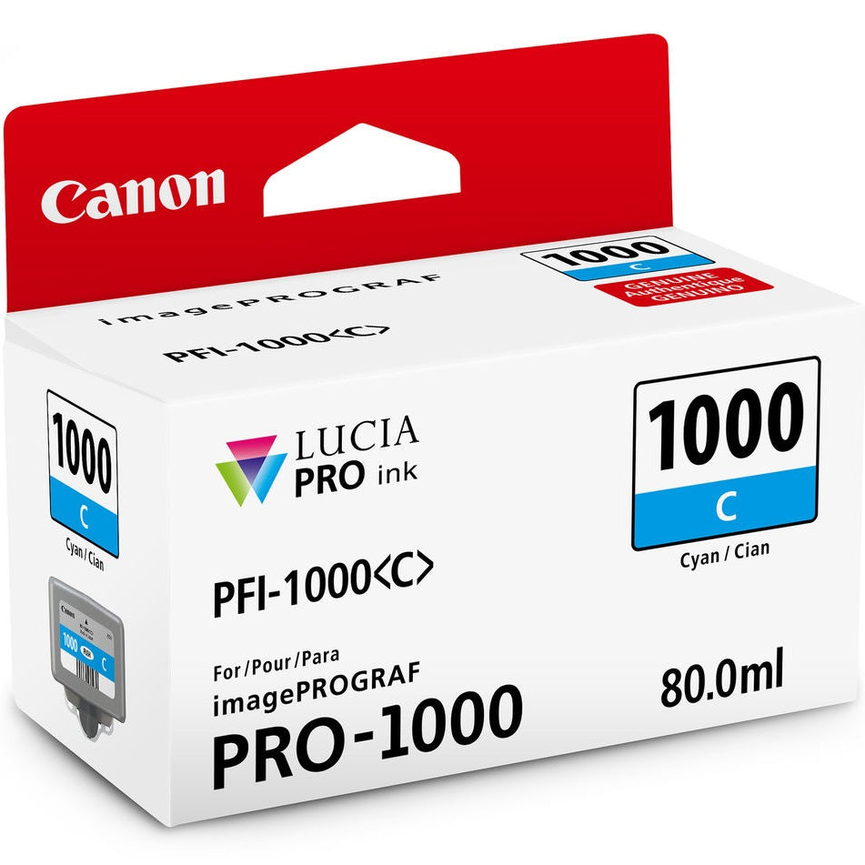 Canon Lucia PFI-1000 Cyan Ink Cartridge image 1