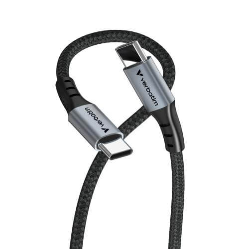 Verbatim Sync & Charge 100W USB-C to USB-C Cable – Black (31846) — in use