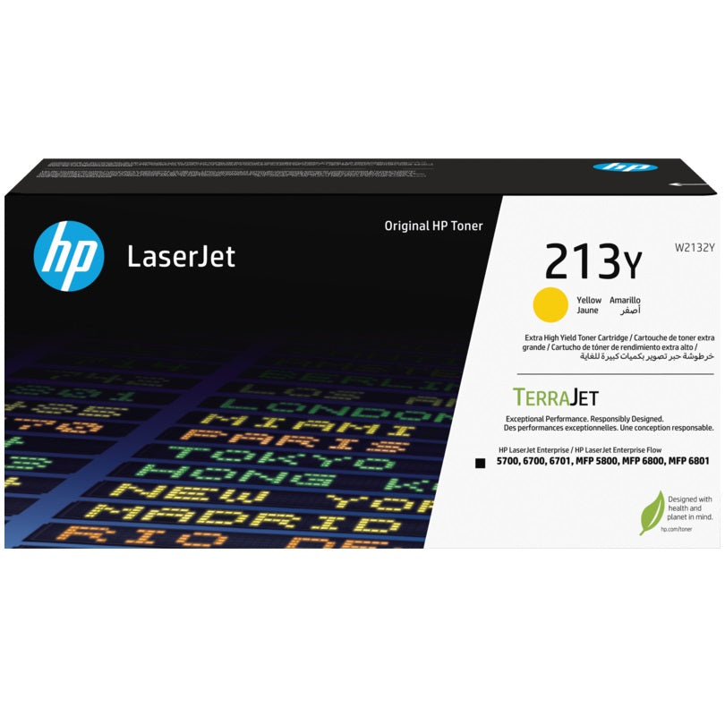 Genuine HP 213Y Extra High Yield Yellow LaserJet Toner Cartridge (W2132Y) image 1