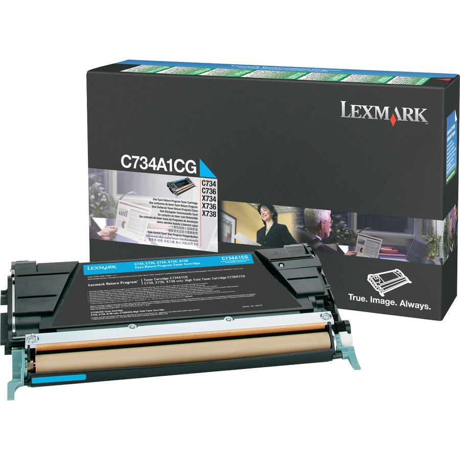 Lexmark C734A1CG Return Program Cyan Laser Toner Cartridge (C734A1CG) image 1