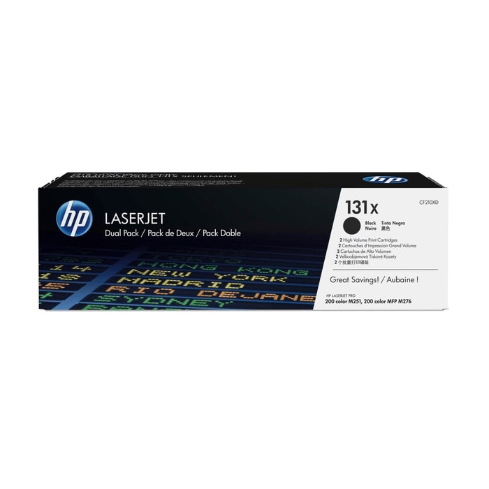 Genuine HP 131X Dual Pack High Yield Black LaserJet Toner Cartridges (CF210XD) image 1