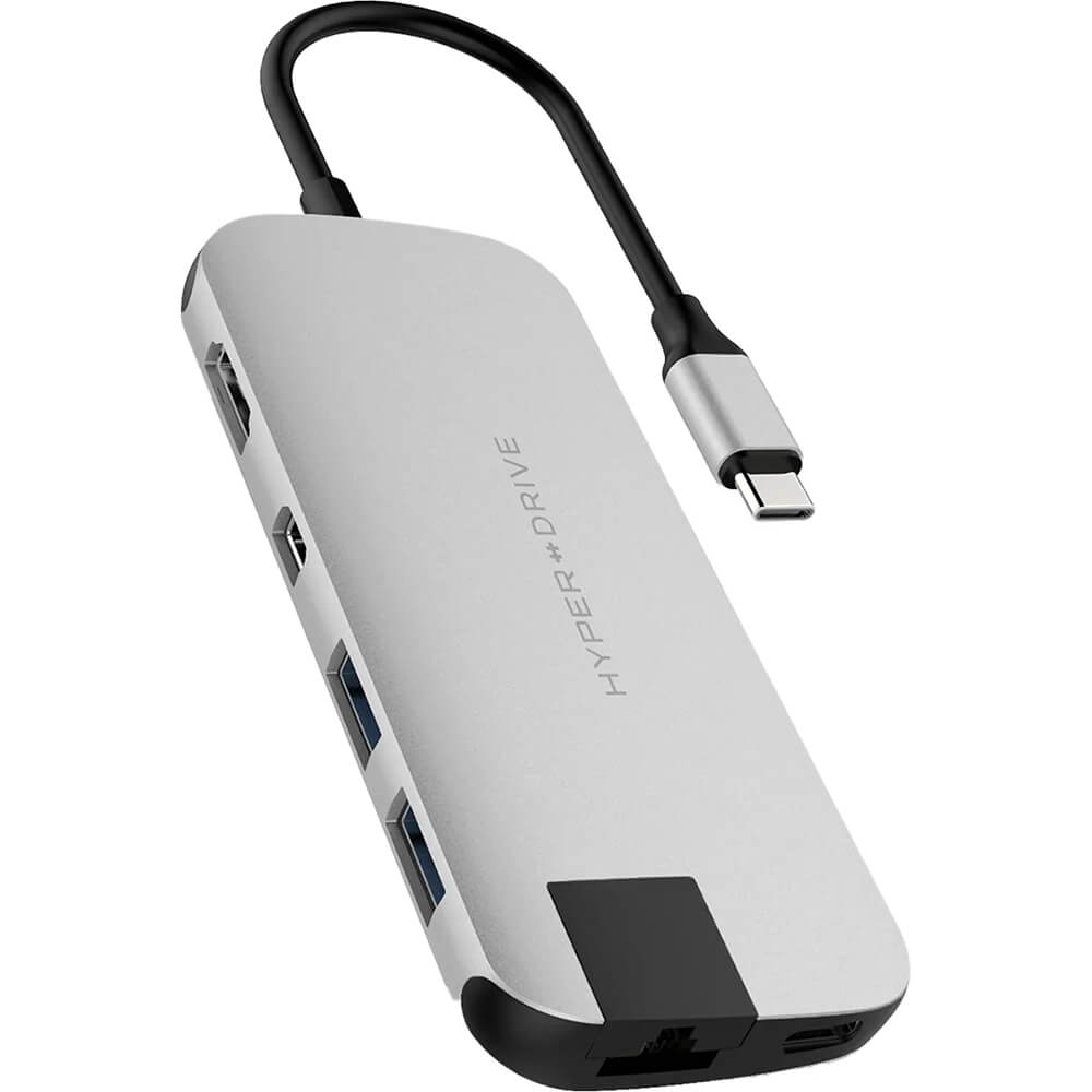 Hyper Drive Slim 8 in 1 USB-C Hub – Silver (HD247B-SILVER)