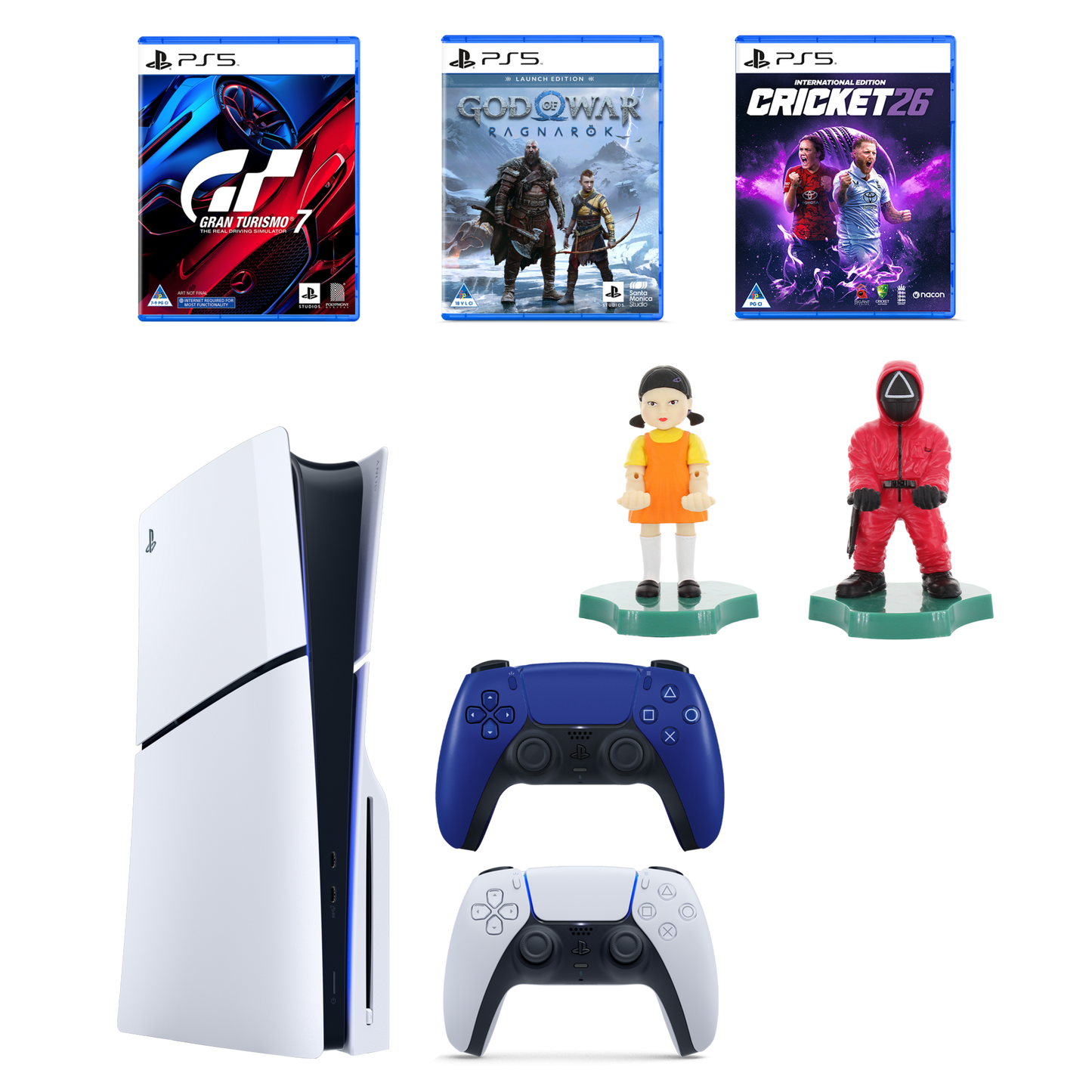 PS5 Slim Disc + 2 Cg + DS5 + Gran Turismo 7, GOW: Ragnarok & Cricket26 gallery image 1