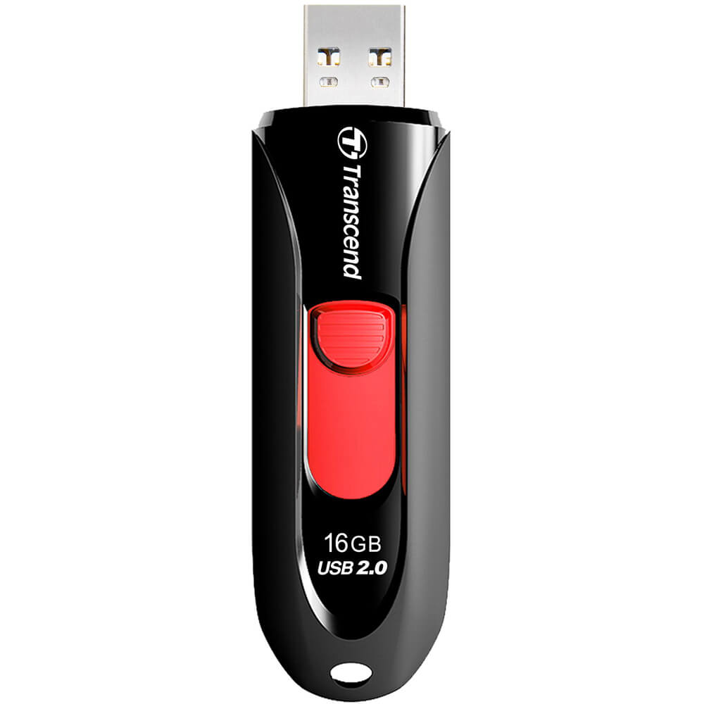 Transcend JetFlash 590K 16GB Capless USB Flash Drive – Black & Red (TS16GJF590K)