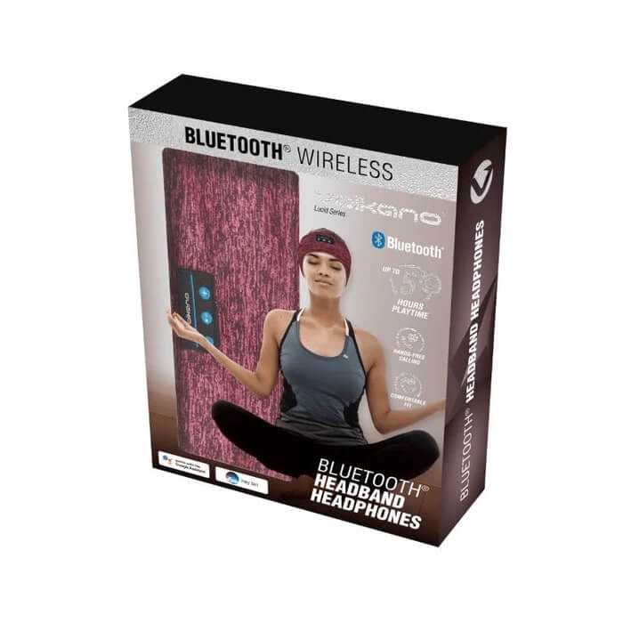 Volkano Lucid Series Bluetooth Headband Red Headphones (VK-2020-RD) — in use