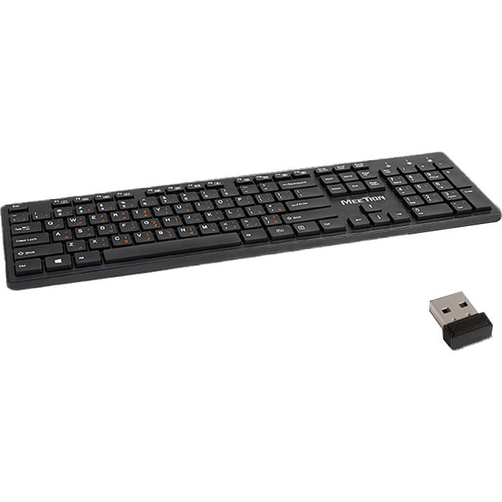 Meetion Wireless Standard Chocolate Keyboard – Black (WK841) — rear view