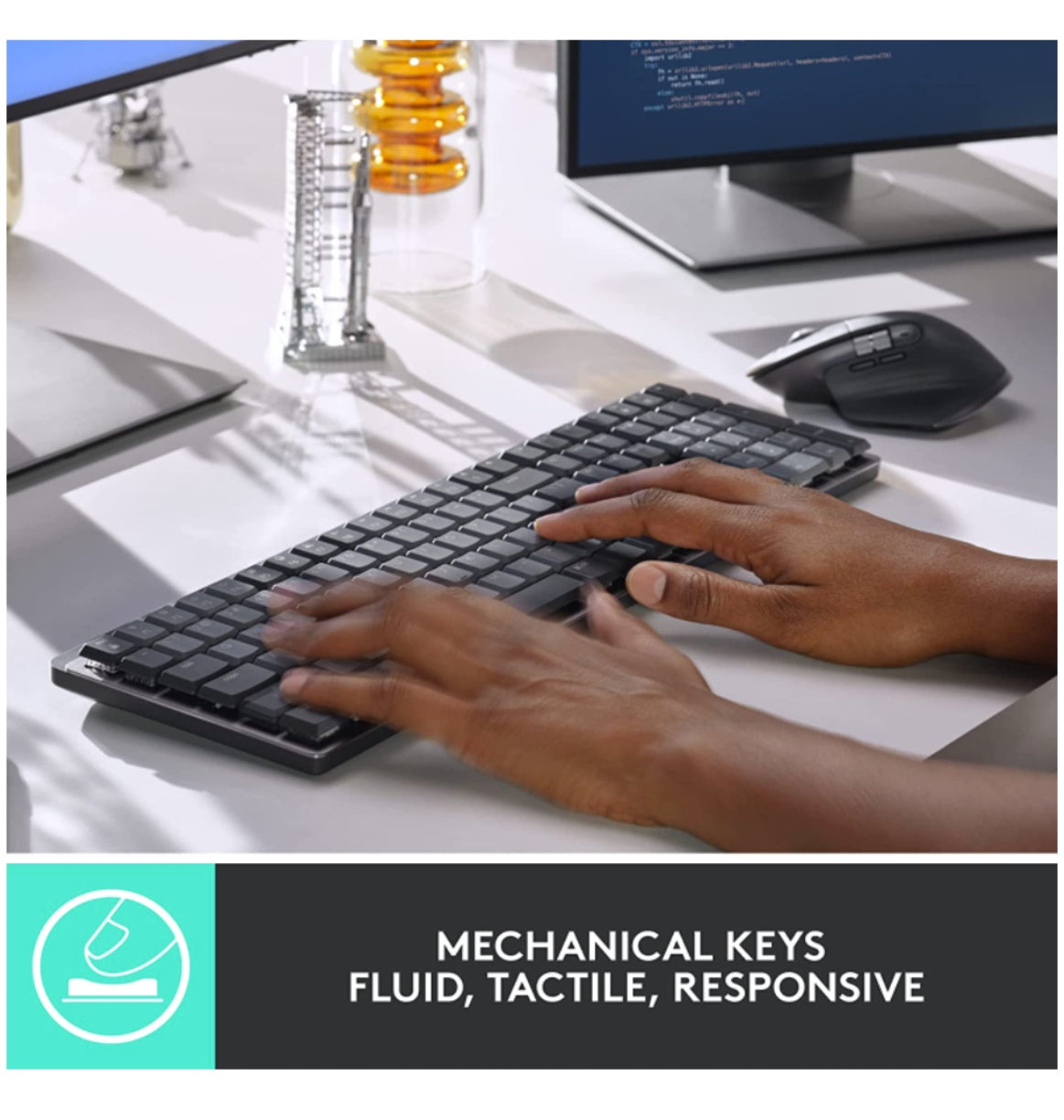 Logitech Mx Mechanical Wireless Illuminated Performance Keyboard Clicky Edition Graphite product image 2