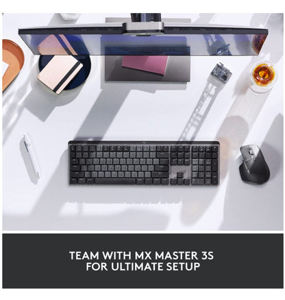 Logitech Mx Mechanical Wireless Illuminated Performance Keyboard Linear Edition Graphite — packaging