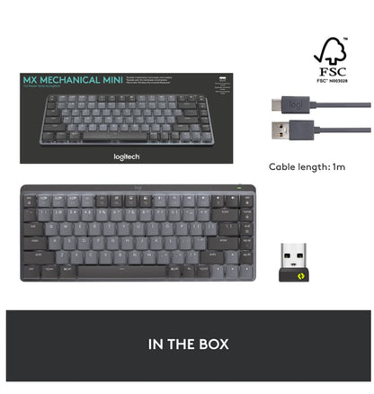 Logitech Mx Mechanical Mini Wireless Illuminated Keyboard Clicky Edition Graphite — front view