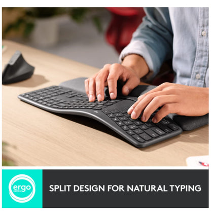 Logitech Ergo K860 Wireless Split Ergonomic Keyboard — rear view