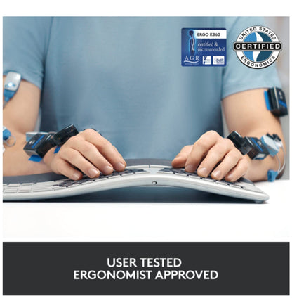 Logitech Ergo K860 Wireless Split Ergonomic Keyboard — in use