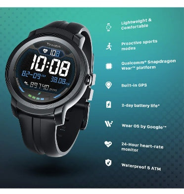Ticwatch E2 Waterproof Smartwatch Shadow Black product image 5