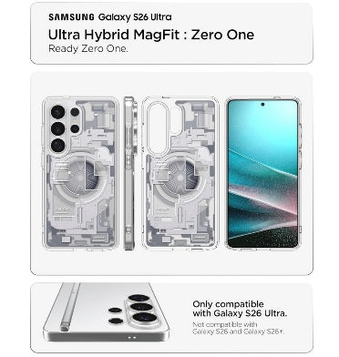 Spigen Samsung Galaxy S26 Ultra Premium Ultra Hybrid MagSafe Case Zero One White product image 3