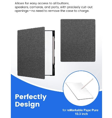 Tiimovo Remarkable Paper Pure Premium Slim Woven Pu Leather Folio Cover With Pen Holder Gray product image 4