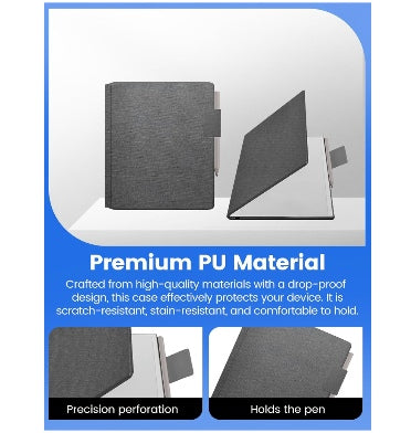 Tiimovo Remarkable Paper Pure Premium Slim Woven Pu Leather Folio Cover With Pen Holder Gray product image 5
