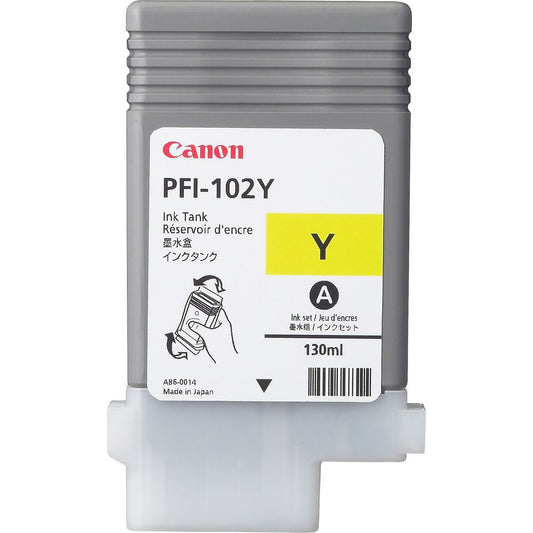 Canon PFI-102Y 130ml Yellow Ink Cartridge image 1