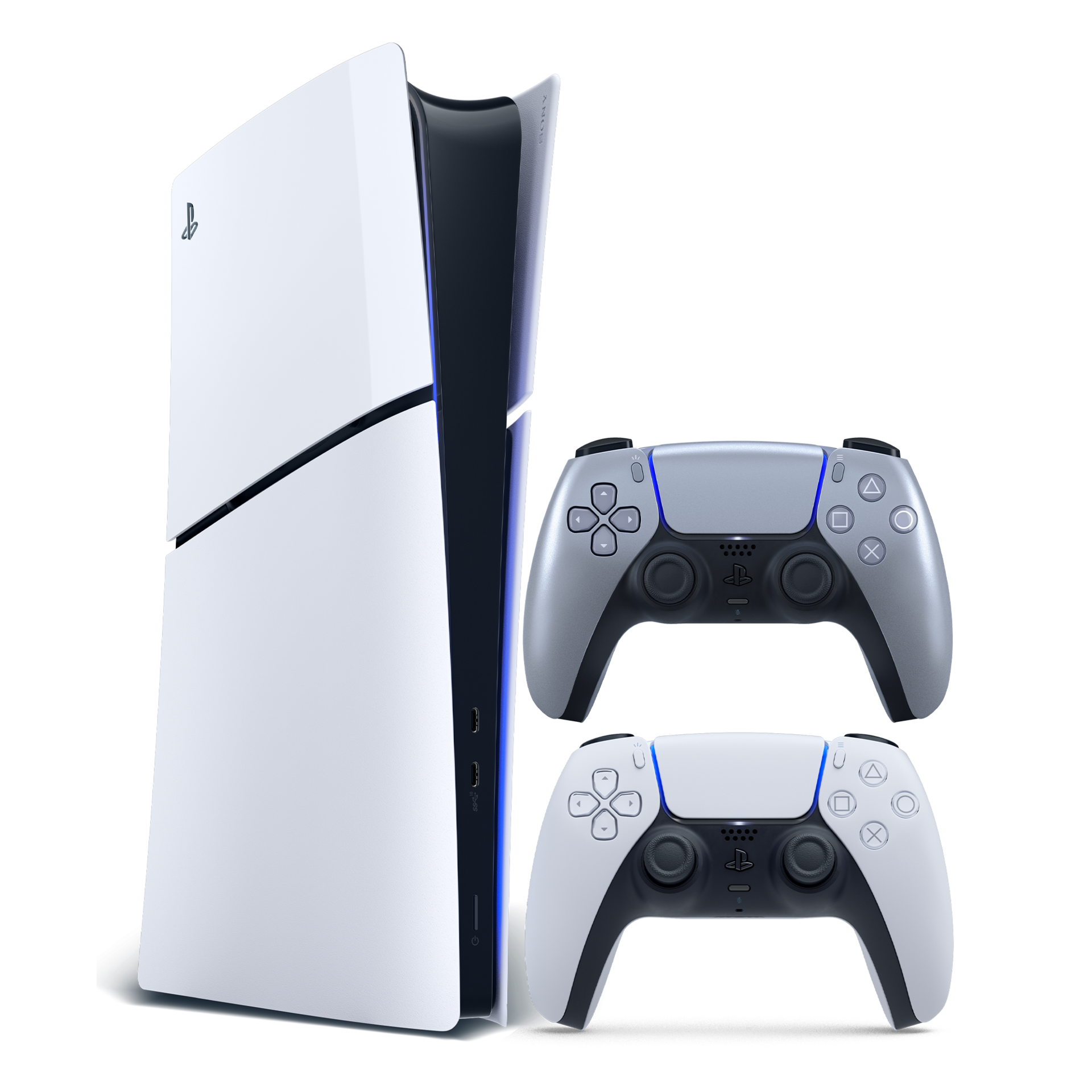 PS5 Slim Digital E Console + Sterling Silver Controller Bundle gallery image 1