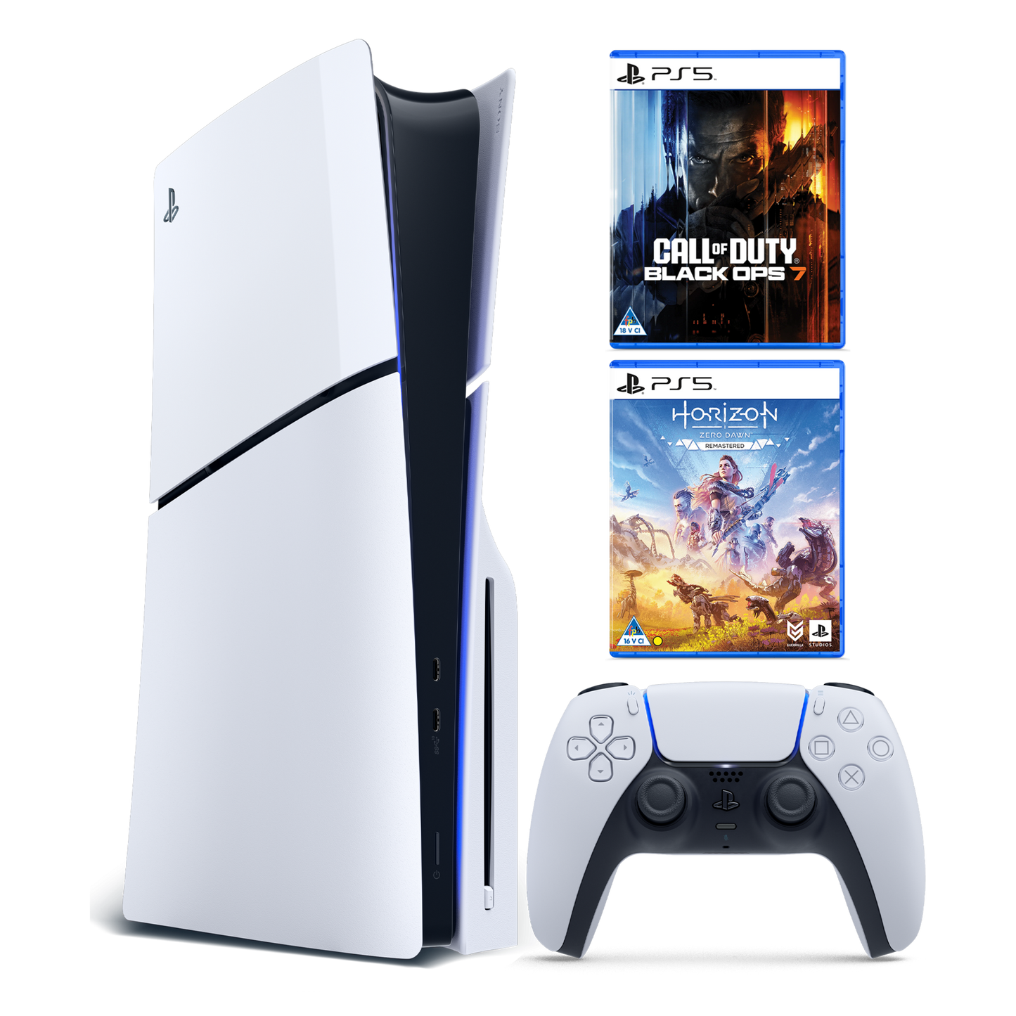PS5 Slim Disc E + COD BO7 & Horizon Zero Dawn Remastered Console Bundle gallery image 1
