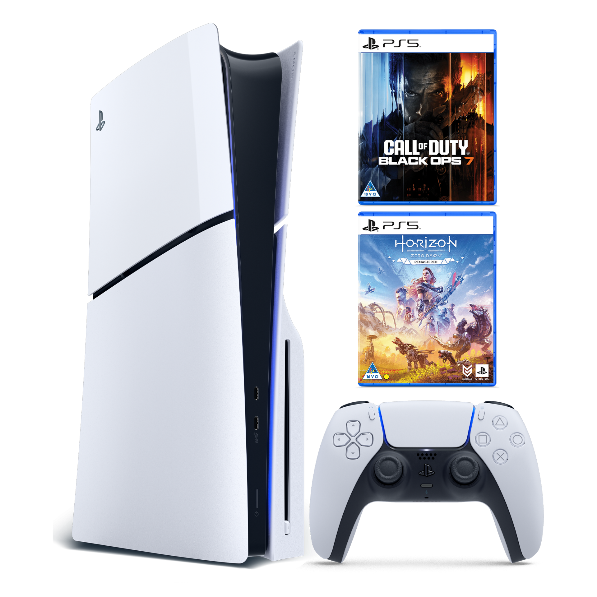 PS5 Slim Disc E + COD BO7 & Horizon Zero Dawn Remastered Console Bundle gallery image 1