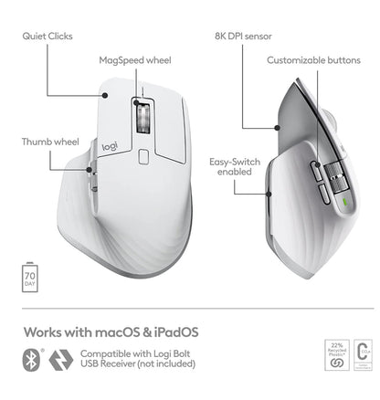 Logitech Mx Master 3s Wireless Mouse Mac Edition Pale Gray — in use