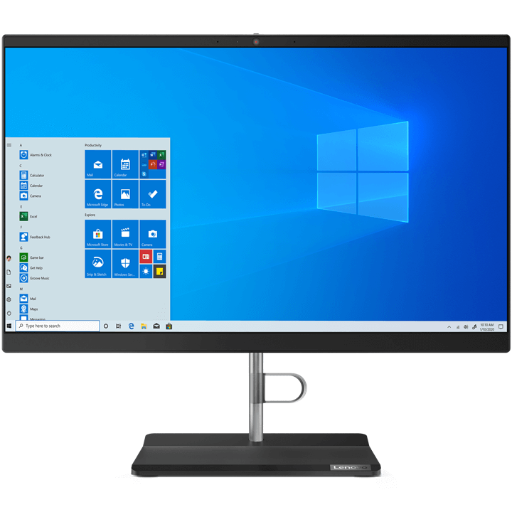 Lenovo V50a-22IMB All-in-One Desktop PC – Core i5-10400T / 21.5″ FHD / 4GB RAM / 1TB HDD / Win 10 Pro (11FN000USA) image 1