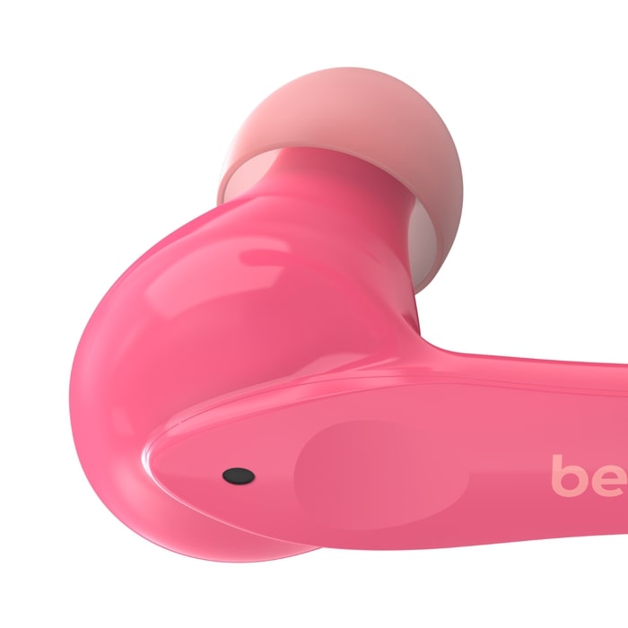 Belkin SoundForm Nano Pink Wireless Earbuds for Kids (PAC003BTPK) — in use