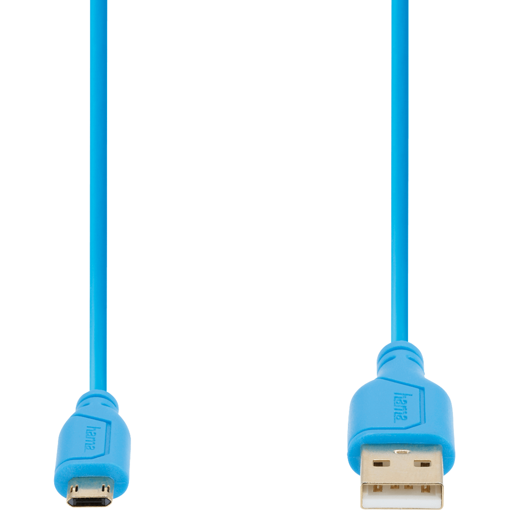 Hama USB 2.0 Micro Cable Flexi Slim 0.75M – Blue (135701) — side view