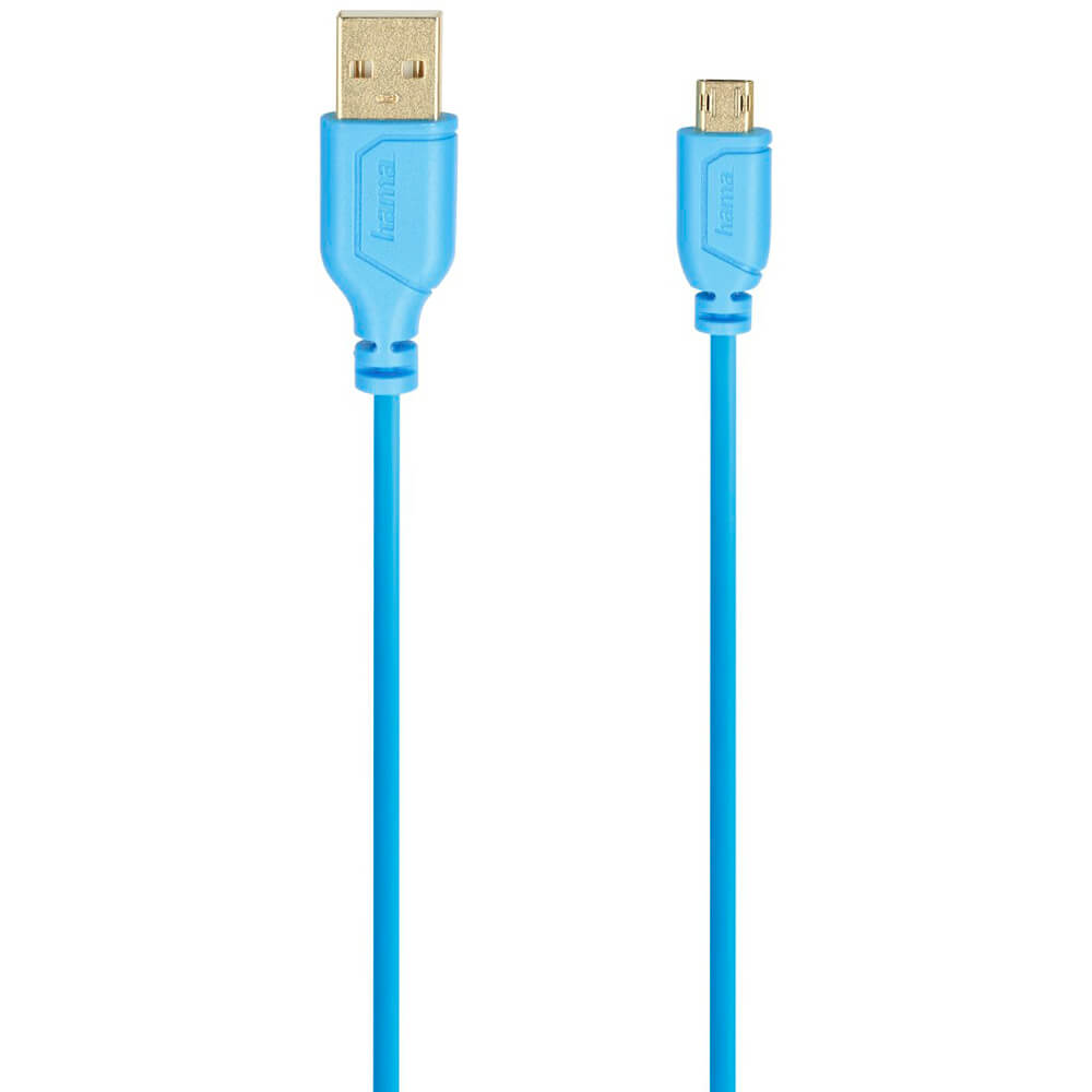 Hama USB 2.0 Micro Cable Flexi Slim 0.75M – Blue (135701) — rear view