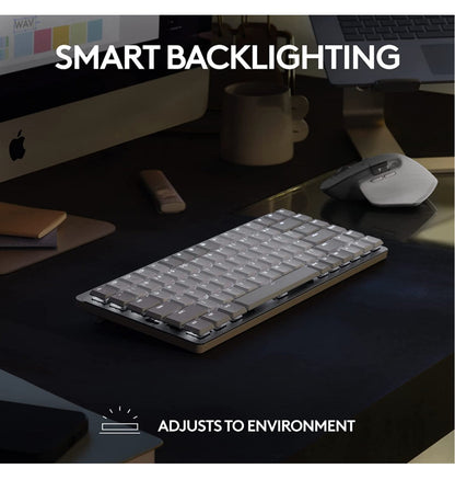 Logitech Mx Mechanical Mini Wireless Keyboard Tactile/Quiet Mac Edition Space Gray — rear view