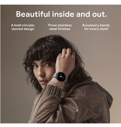 Google Pixel Watch Silver/Charcoal — front view
