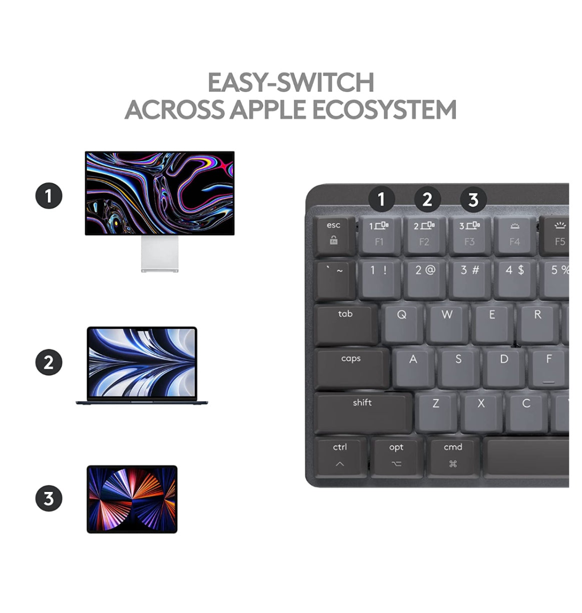 Logitech Mx Mechanical Mini Wireless Keyboard Tactile/Quiet Mac Edition Space Gray product image 7