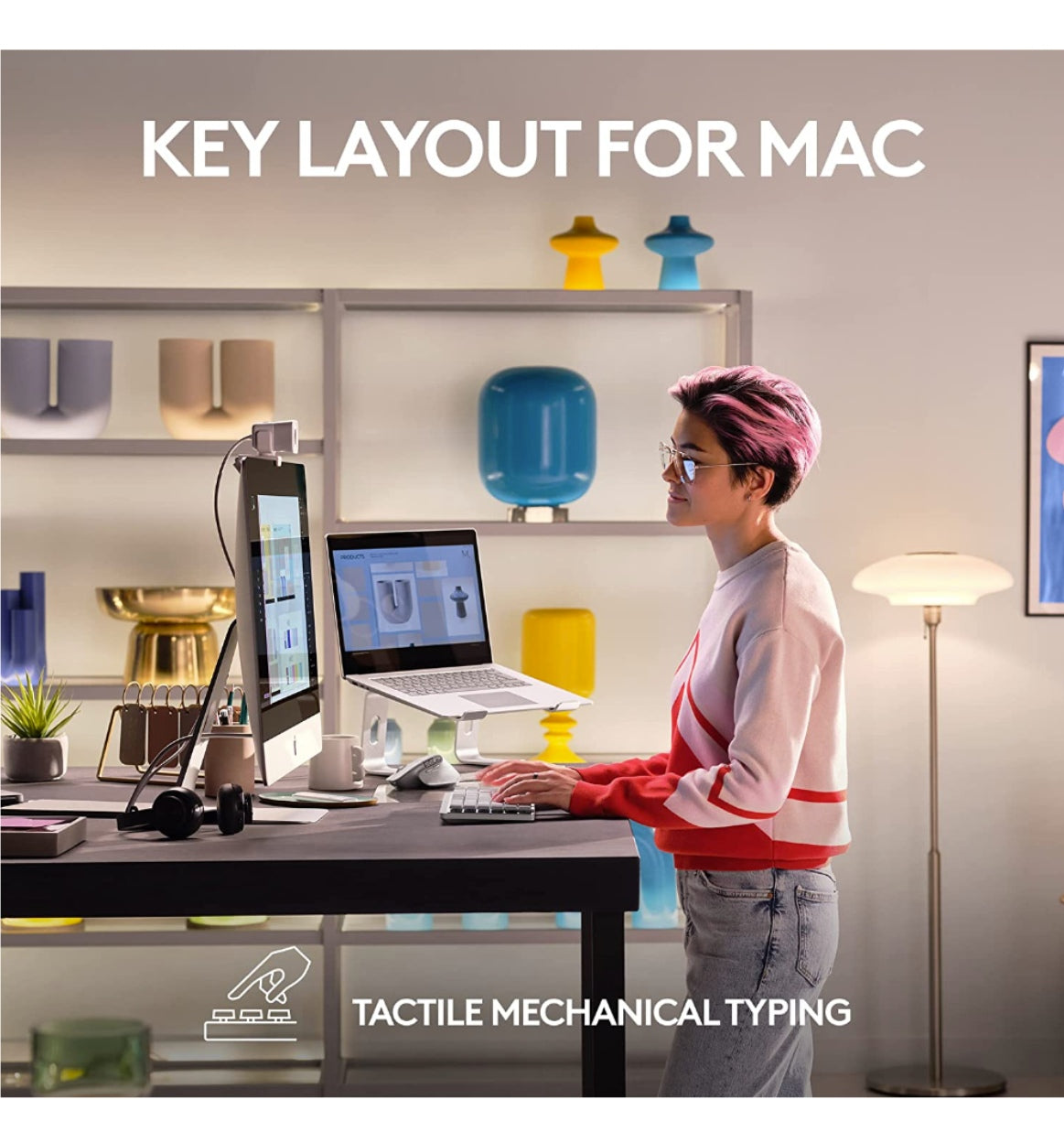Logitech Mx Mechanical Mini Wireless Keyboard Tactile/Quiet Mac Edition Pale Gray product image 2